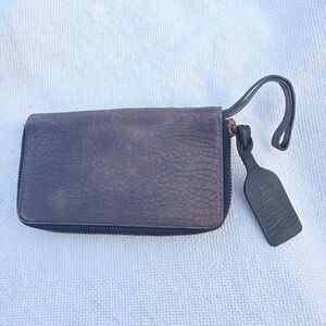 Acne Studios Chunky Embossed Leather Zip Wallet Wristlet